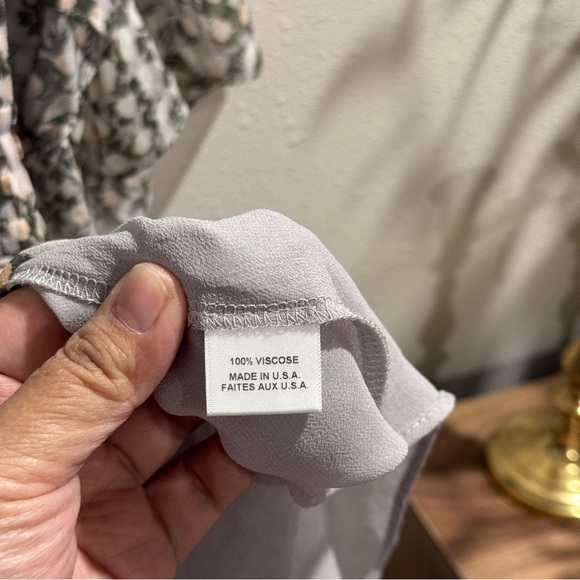 MISA Los Angeles Medium Green Floral Penelope Mini Dress Chiffon Tiered Cocktail - Picture 5 of 6